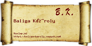 Baliga Károly névjegykártya