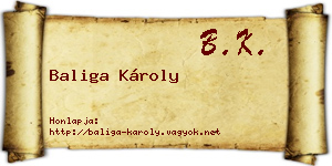 Baliga Károly névjegykártya