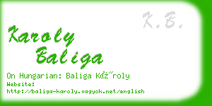 karoly baliga business card